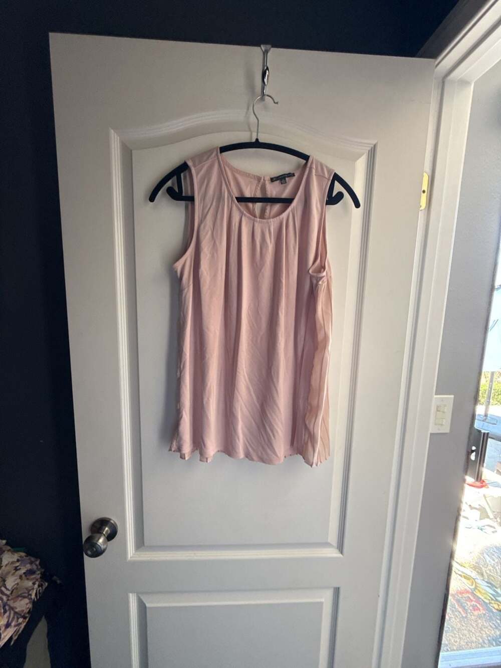 Adrianna Papell Women's Sleeveless Pleated Knit Tank Top in Blush Pink